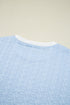 Casual Chic Textured Knit Contrast Trim Crewneck Tee And Pocketed Skirt Set